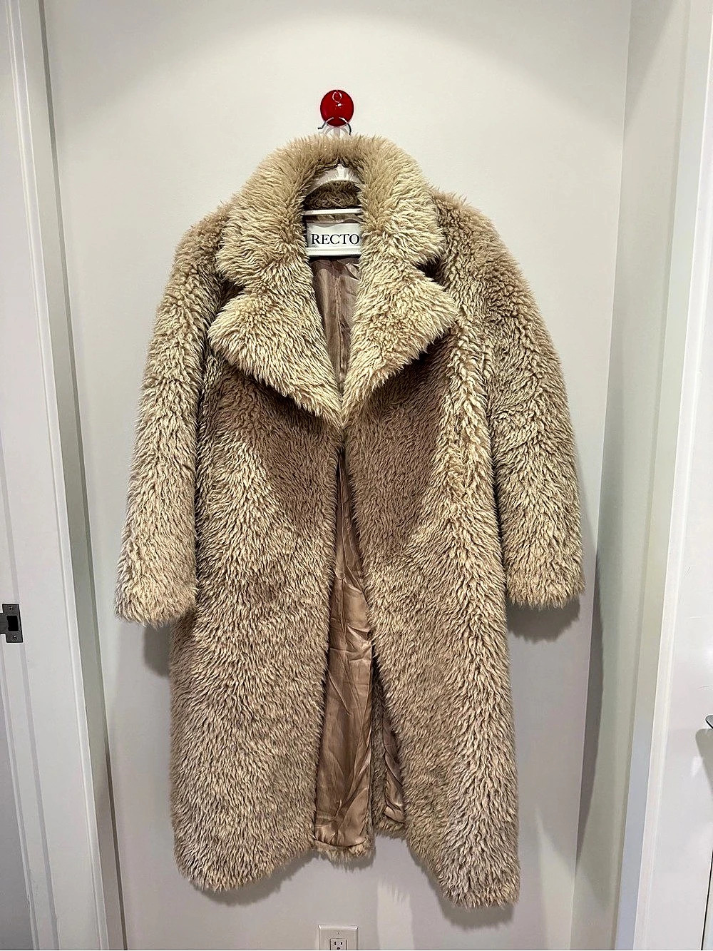 RECTO Faux Fur Teddy Coat Brown Size Medium Like New